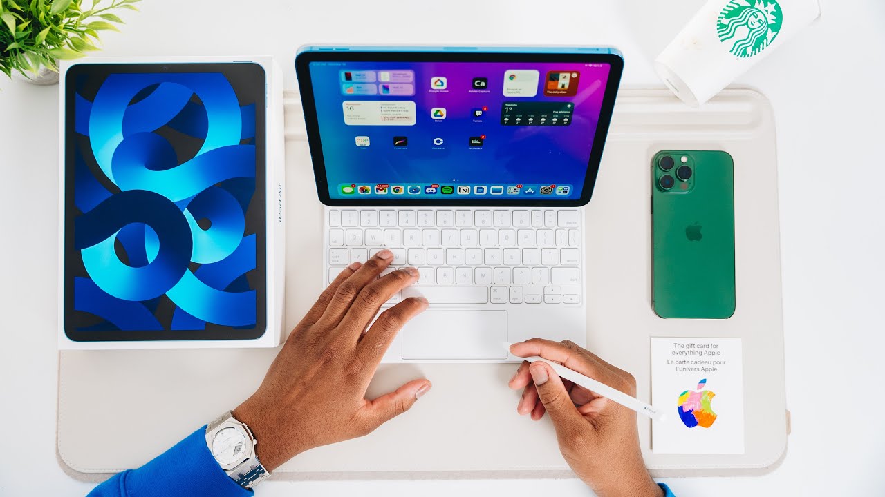 M1 iPad Air 5 Blue 2022 [aesthetic/chill unboxing📦] + Apple