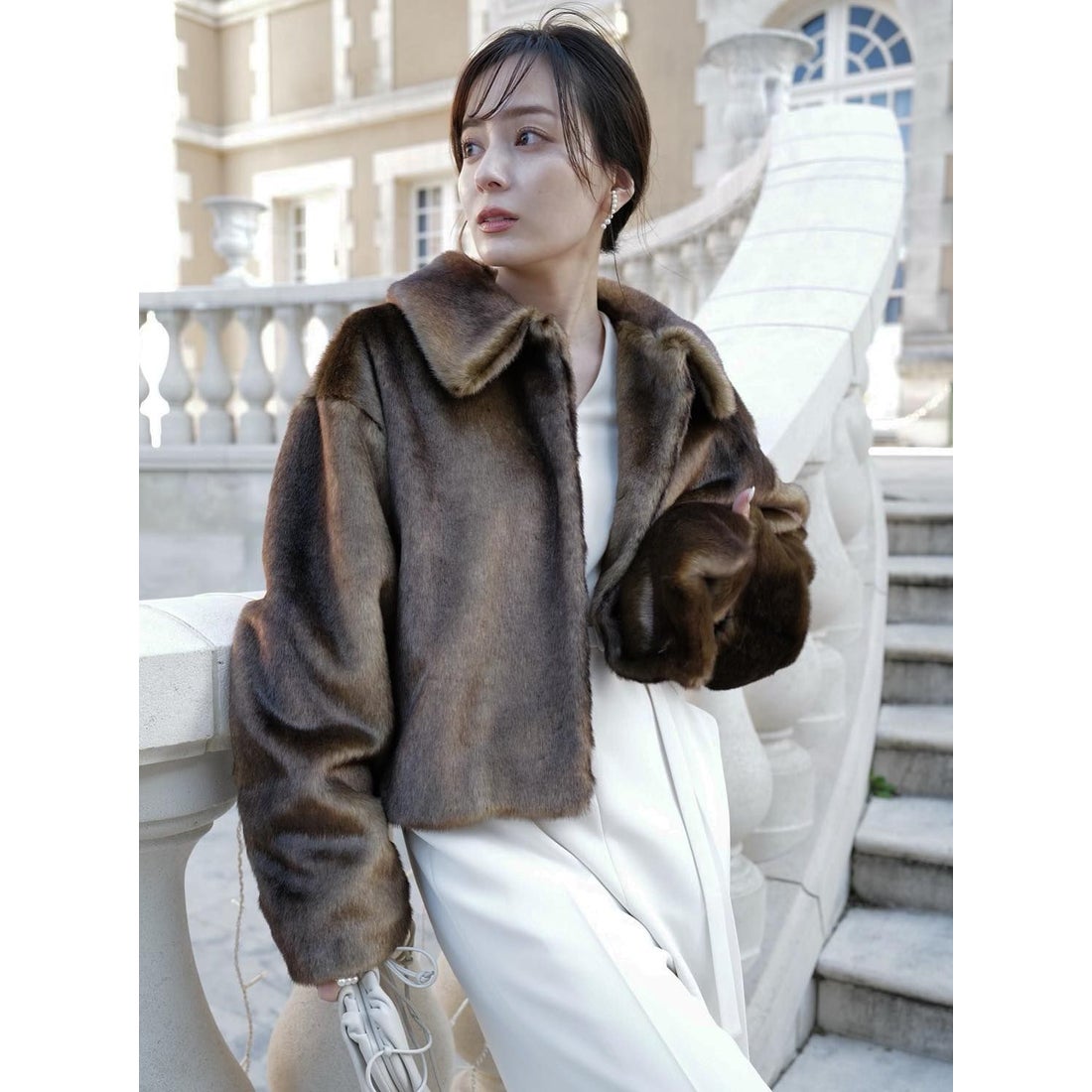 アニュアンス anuans ステンカラーショートファーコート （BROWN） -靴