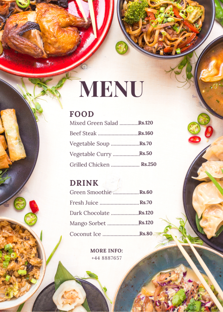 food menu brochure